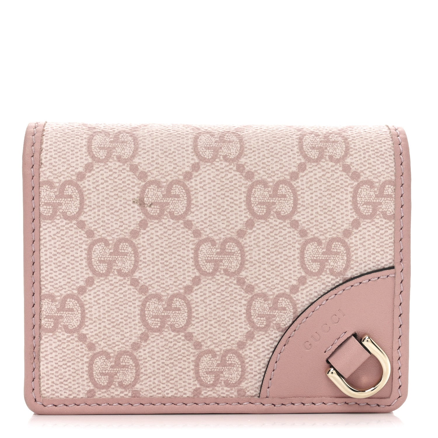 Gucci GG Supreme Monogram Textured Calfskin Emblem Mini Wallet Light Pink 1 of 7