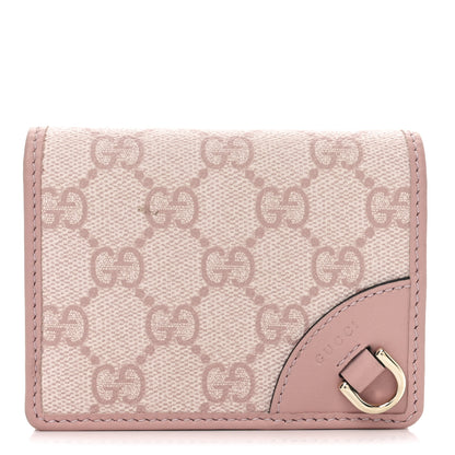 Gucci GG Supreme Monogram Textured Calfskin Emblem Mini Wallet Light Pink 1 of 7