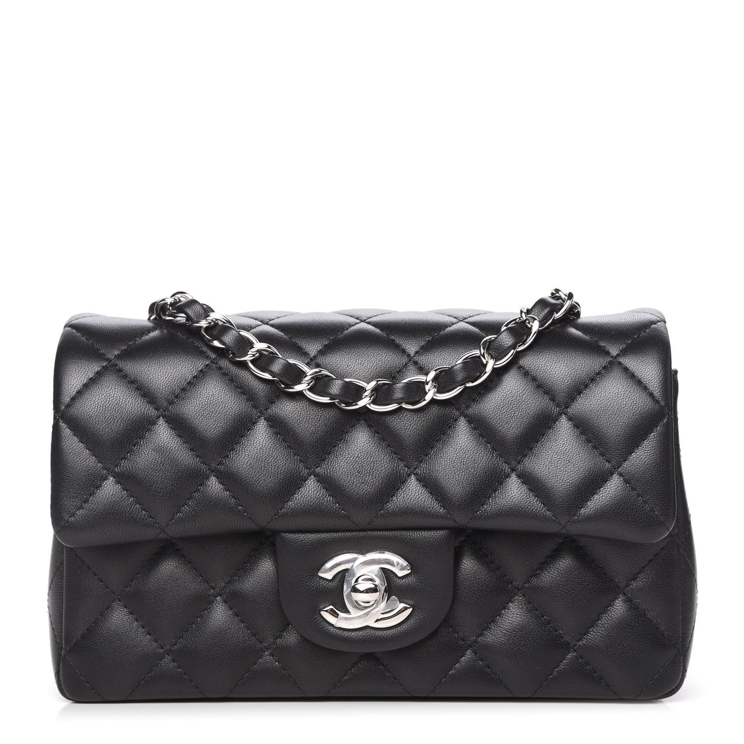 Lambskin Quilted Mini Rectangular Flap Black