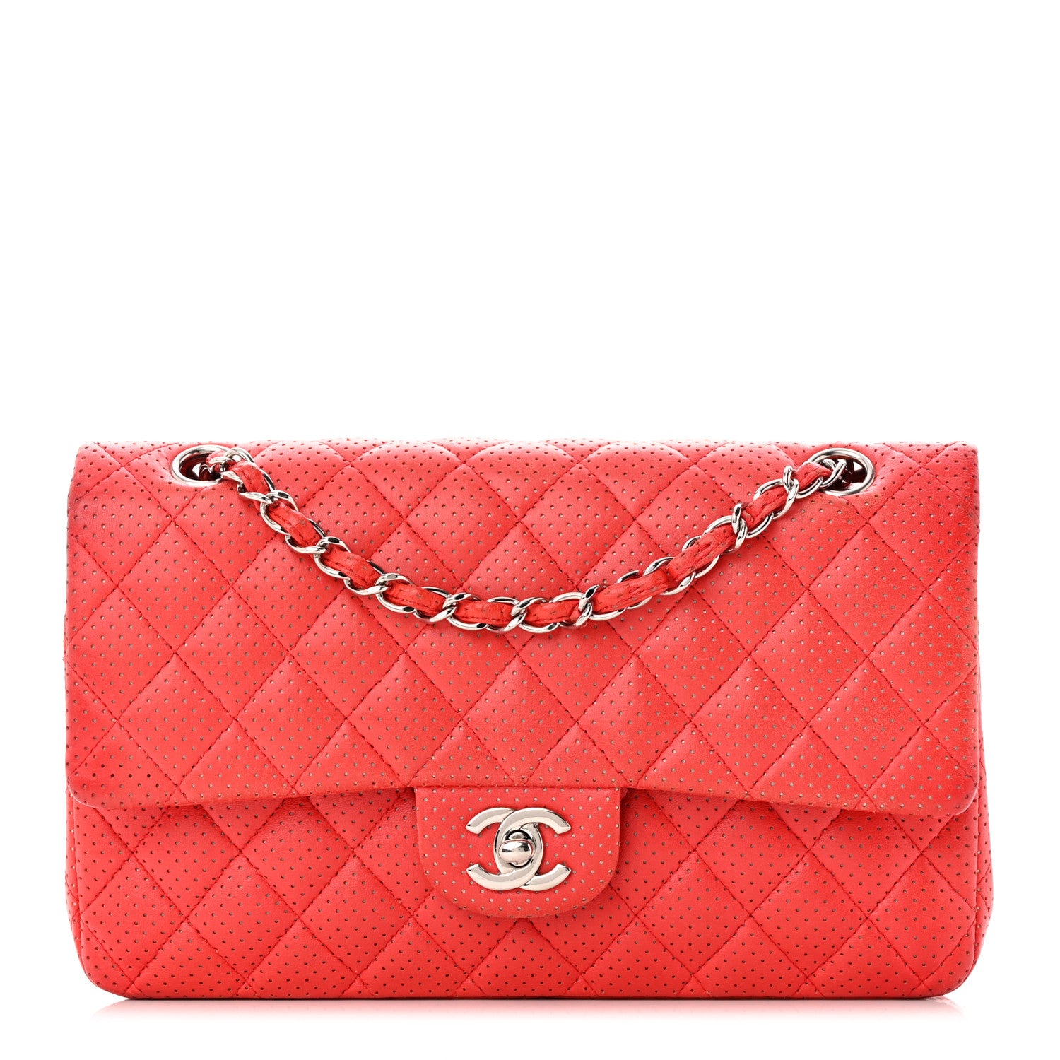 Chanel Lambskin Perforated Medium Double Flap Red 1 of 28