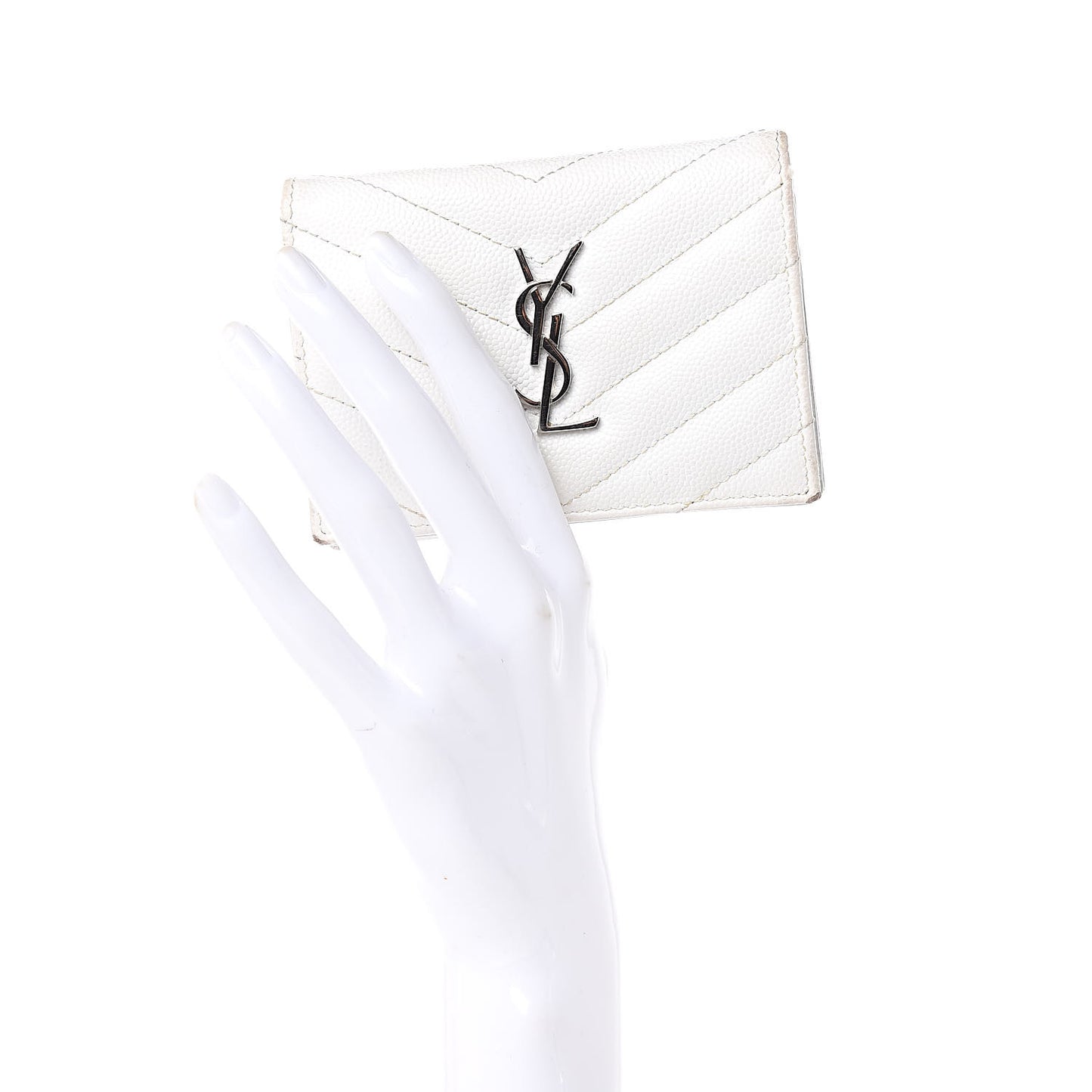 Grain De Poudre Matelasse Chevron Monogram Card Case White
