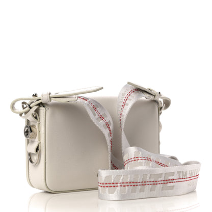 Off-White Saffiano Striped Diag Binder Flap Bag White Black 3 of 14