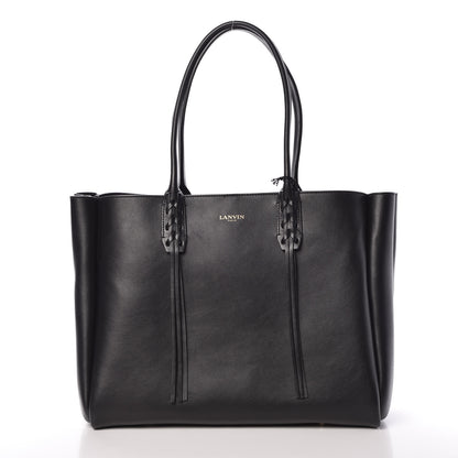 Lanvin Smooth Calfskin Small Fringe Shopper Tote Black 3 of 9