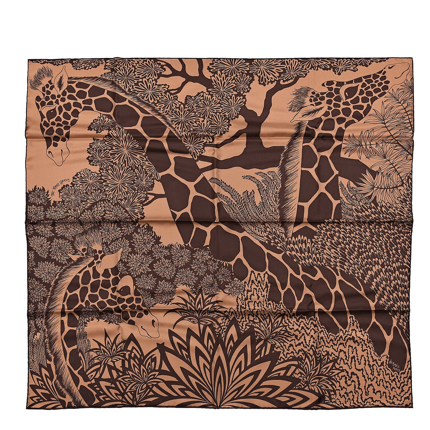 Silk The Three Graces Scarf 90 Tabac Brun