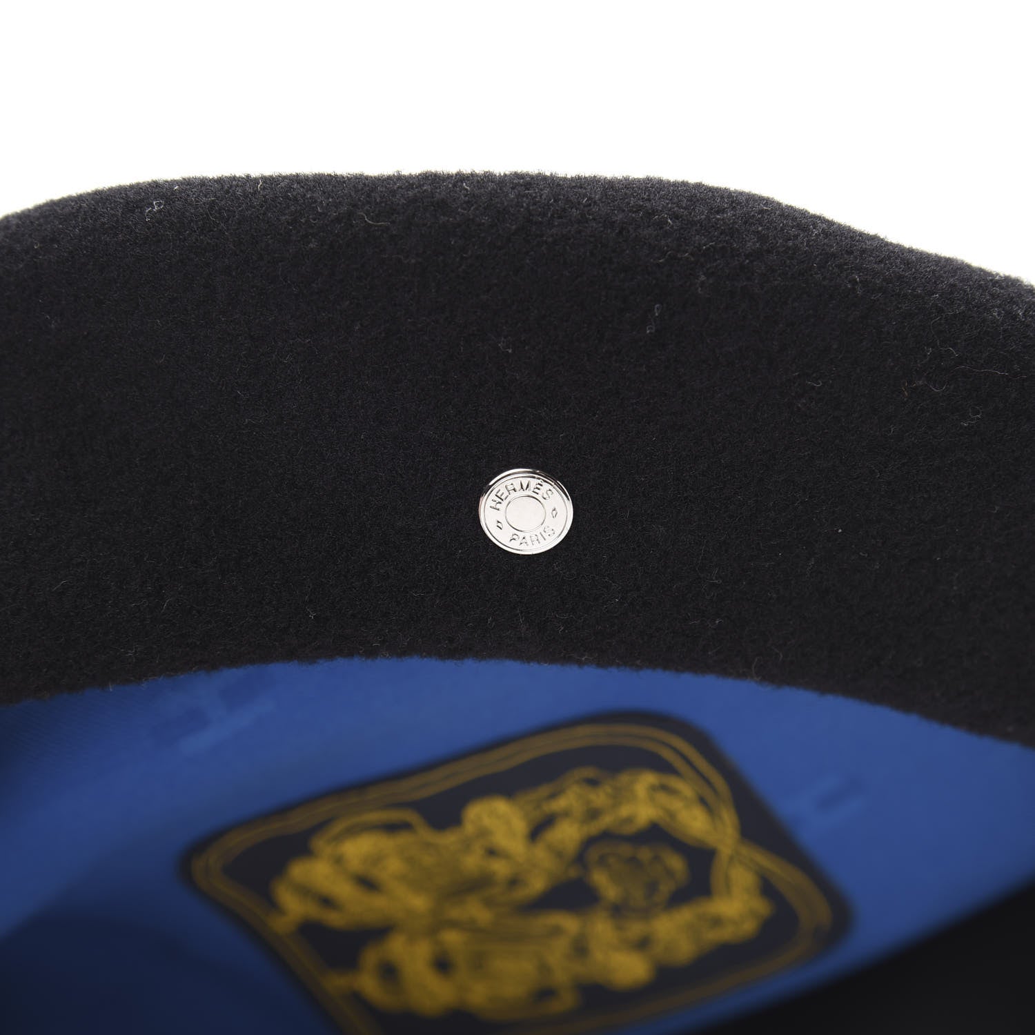 Hermes Merino Wool Clou De Sel Bonnie Beret 58 Black 8 of 9