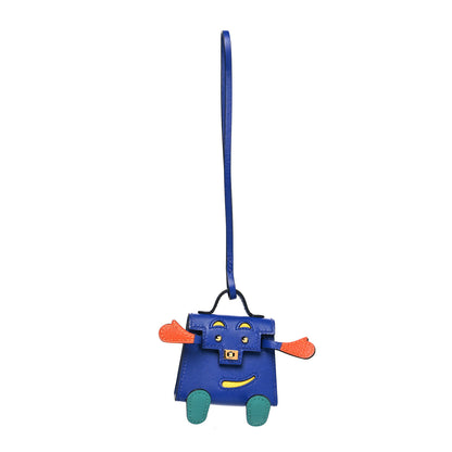 Hermes Tadelakt Chevre Mysore Kelly Quelle Idole Bag Charm Bleu Electrique Feu Jaune De Naples Vert Verone 1 of 5