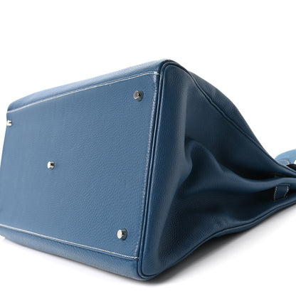 Hermes Taurillon Clemence Voyage Kelly 50  Bleu Agate 9 of 9