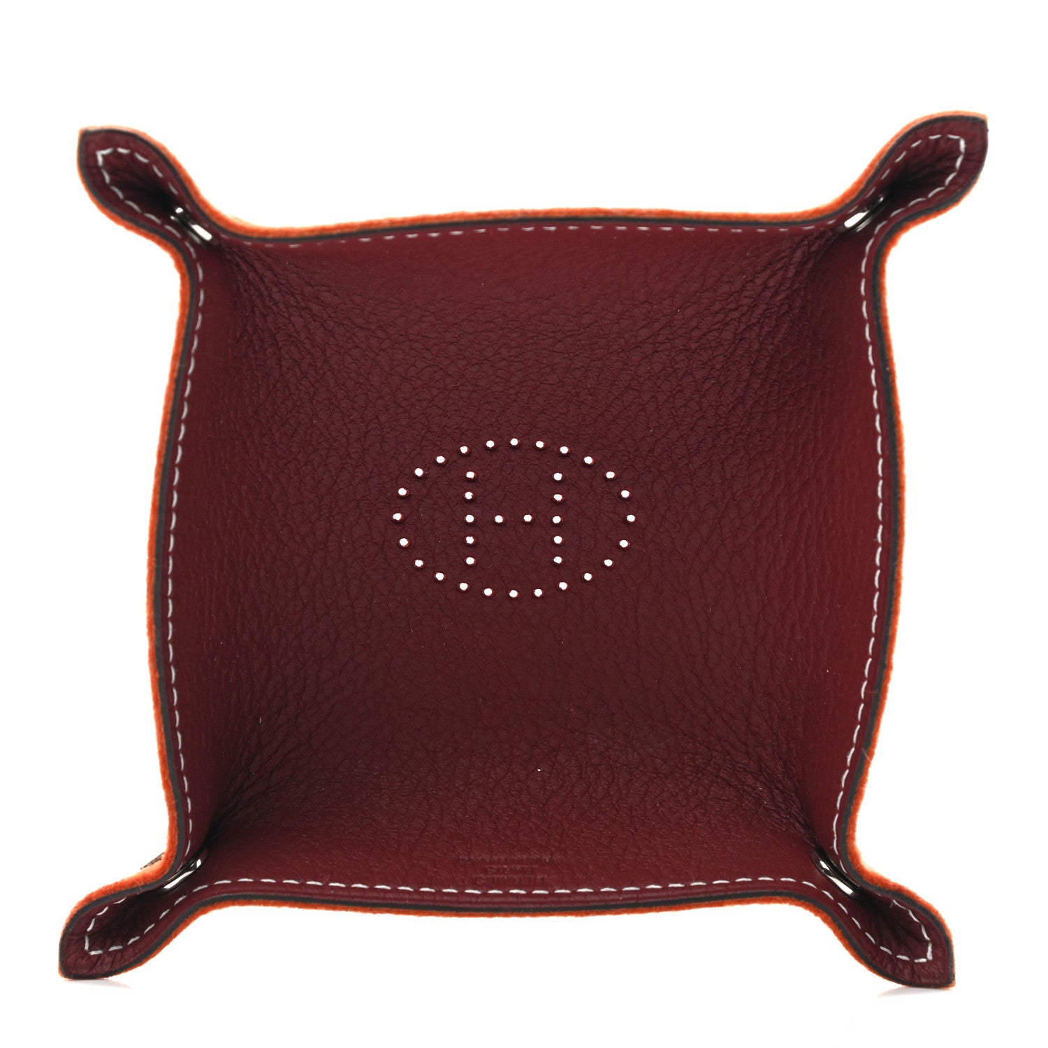 Hermes Taurillon Clemence Felt Bridge Mises et Relances Change Tray Orange Rouge H 2 of 5