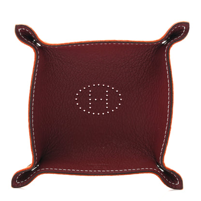 Hermes Taurillon Clemence Felt Bridge Mises et Relances Change Tray Orange Rouge H 2 of 5