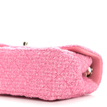 Chanel Wool Tweed Quilted Mini Rectangular Flap Dark Pink Fuchsia 9 of 10