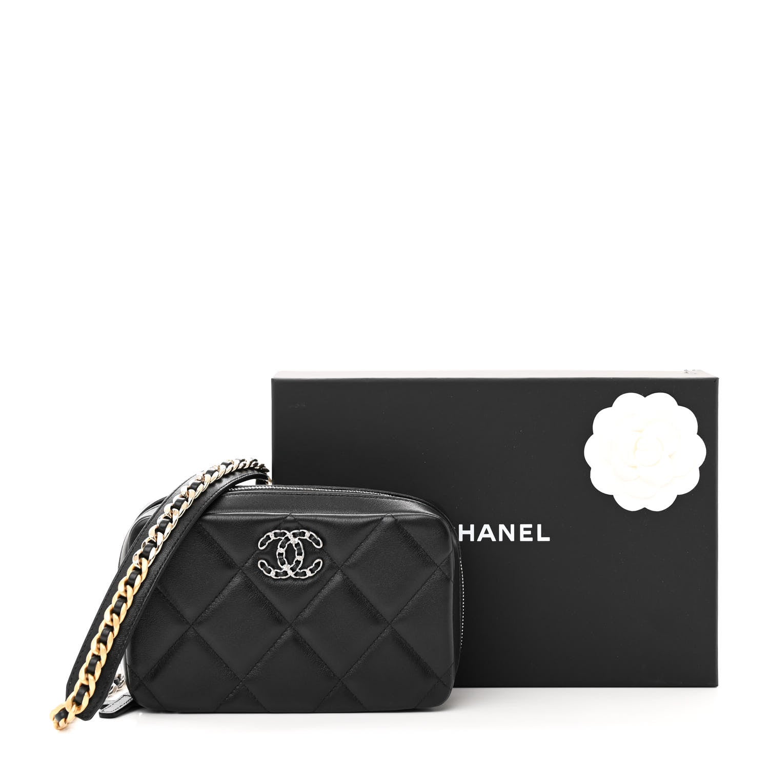 Chanel Goatskin Quilted Chanel 19 Camera Crossbody Case Black 11 of 11