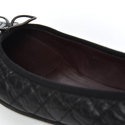 Chanel Aged Calfskin Quilted CC Cap Toe Ballerina Flats 36 Black 12 of 23