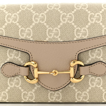 Gucci GG Supreme Monogram Textured Dollar Calfskin Mini Horsebit 1955 Shoulder Bag Beige Mystic White Oatmeal 8 of 12