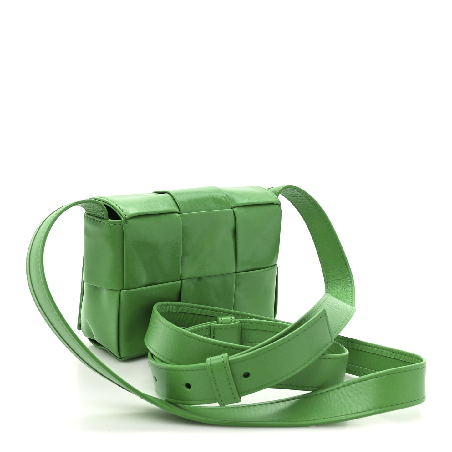 Paper Calfskin Maxi Intreccio Extra Mini Cassette Crossbody Bag Parakeet