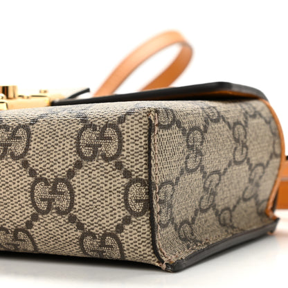 Gucci GG Supreme Monogram New Sakai Calfskin Mini Padlock Top Handle Shoulder Bag Beige Ebony Mystic White Sun Oil 10 of 13