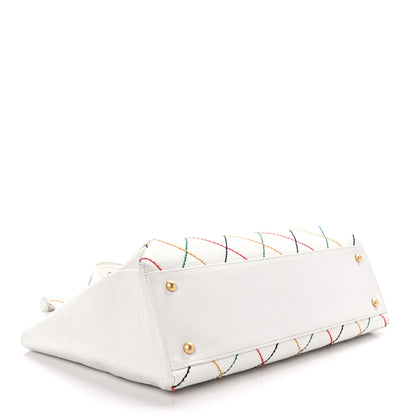Chanel Calfskin Multicolor Stitch Tote White 4 of 12