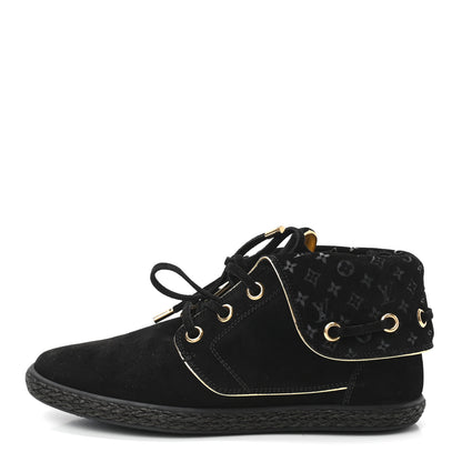 Louis Vuitton Suede Fold Over Sneakers 35.5 Black 1 of 9