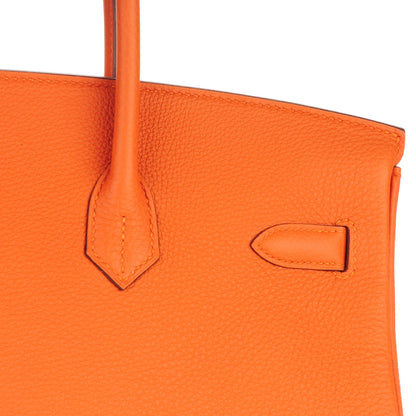 Hermes Togo Horseshoe Birkin 35 Orange Rouge Casaque 25 of 27