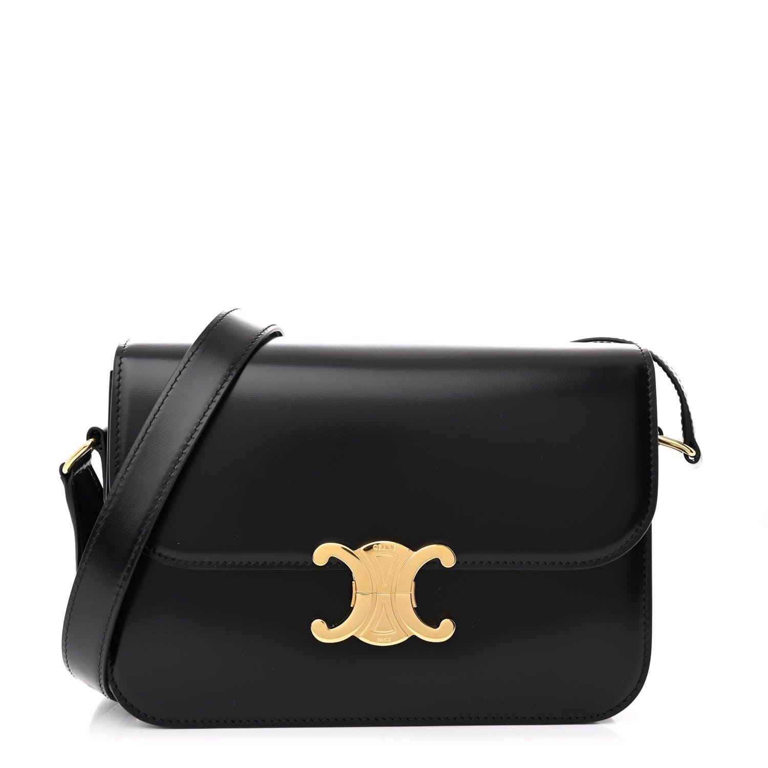 Celine Shiny Calfskin Medium Triomphe Black 1 of 12