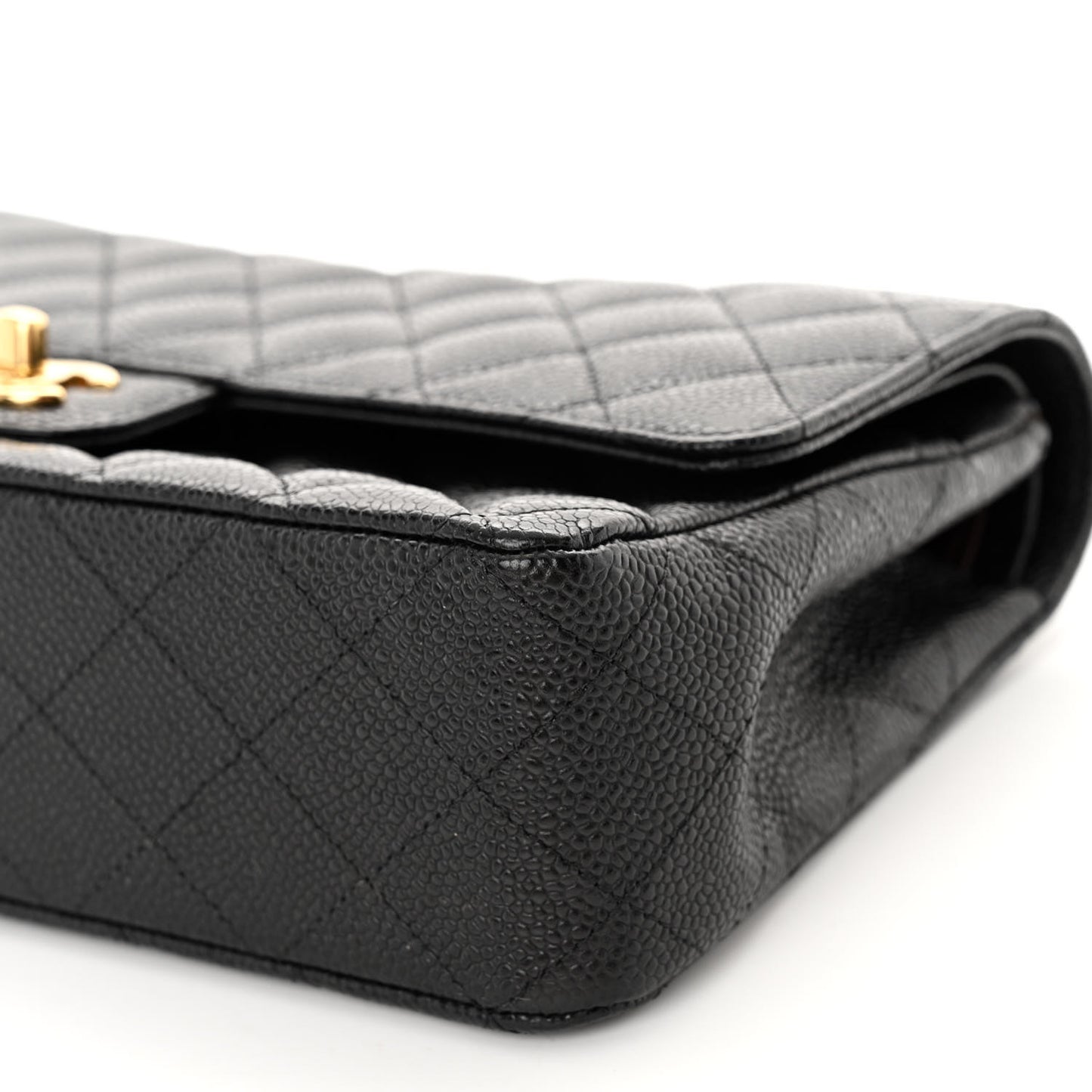 Caviar Quilted Medium Double Flap Black