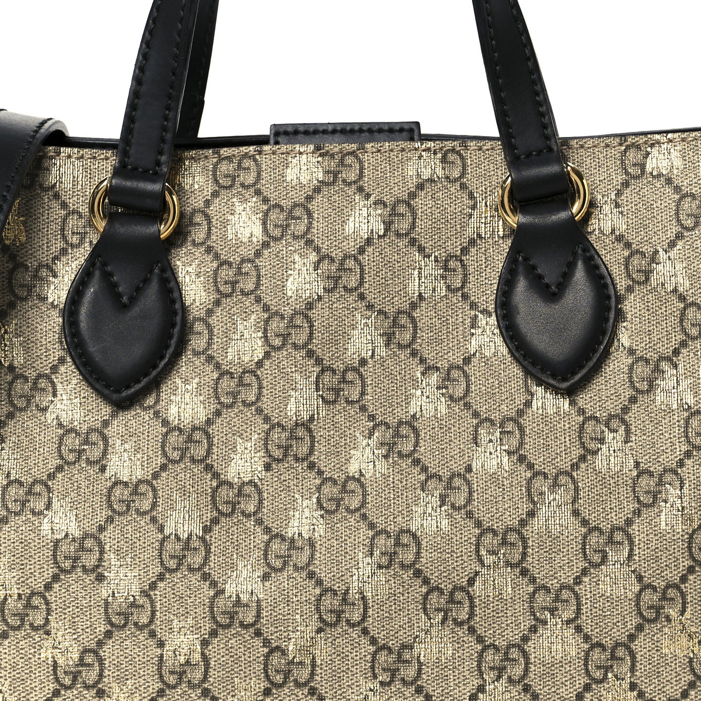 Soft GG Supreme Monogram Bees Small Crossbody Tote Beige Oro Black