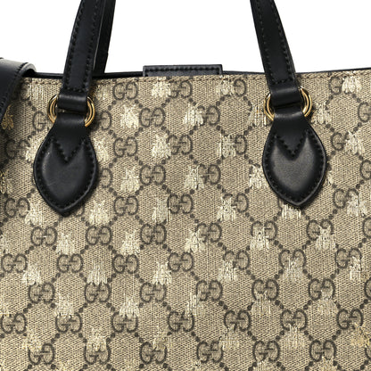 Gucci Soft GG Supreme Monogram Bees Small Crossbody Tote Beige Oro Black 9 of 13