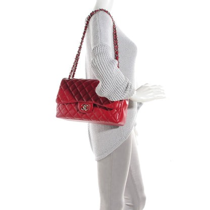 Chanel Caviar Quilted Jumbo Double Flap Red 2 of 9