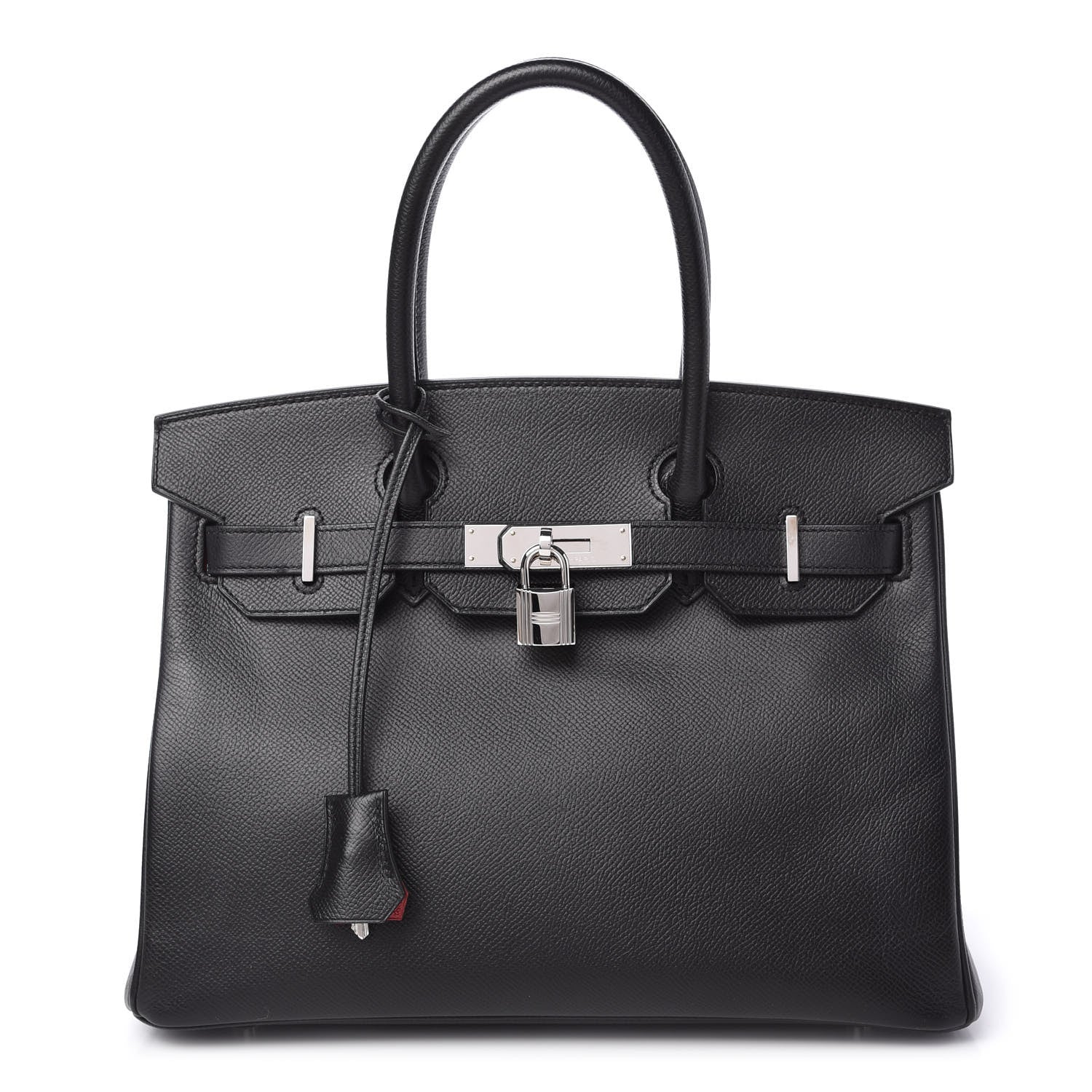Hermes Epsom Horseshoe Birkin 30 Black Rouge Casaque 1 of 11