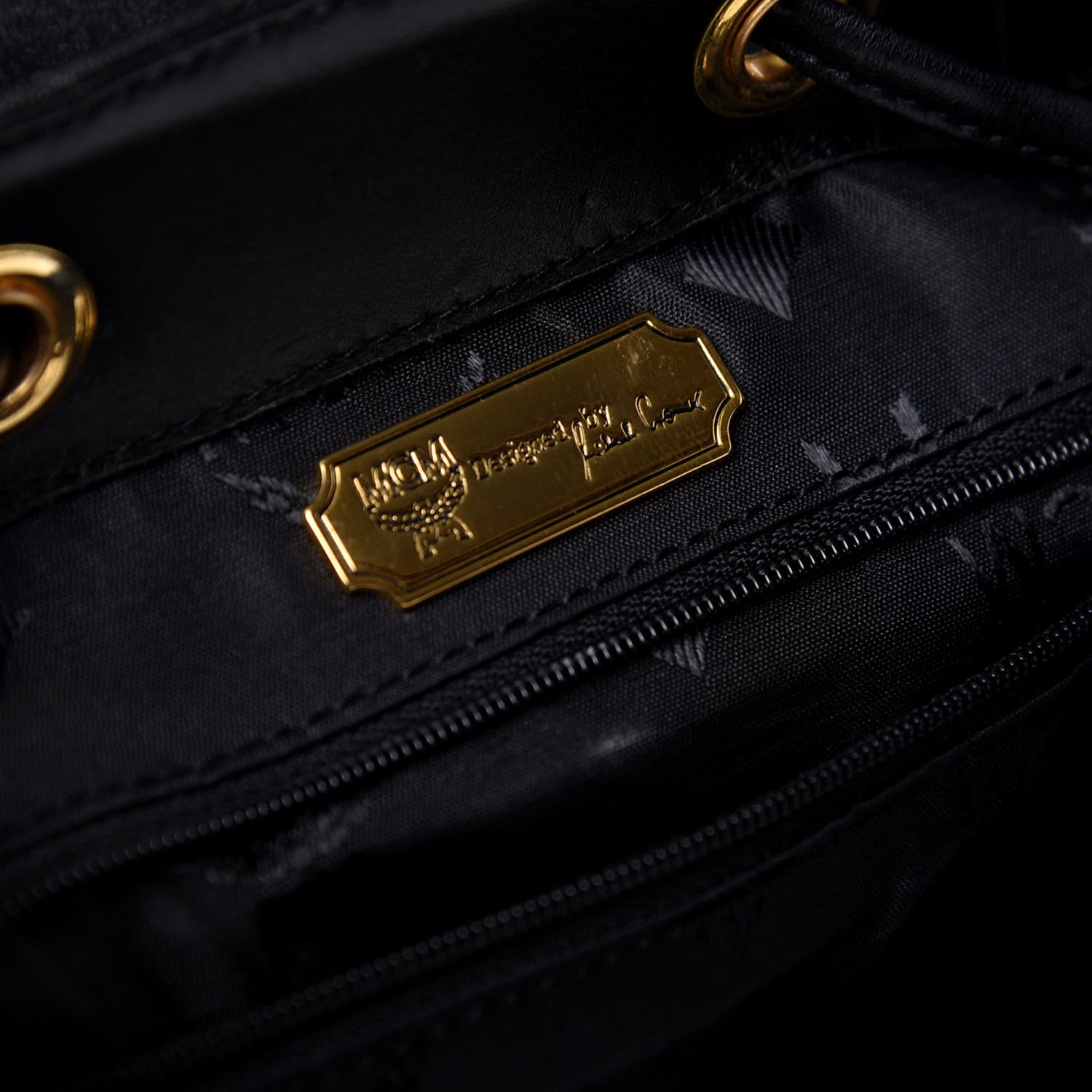 MCM Calfskin Quilted Studded Backpack Black 7 of 8