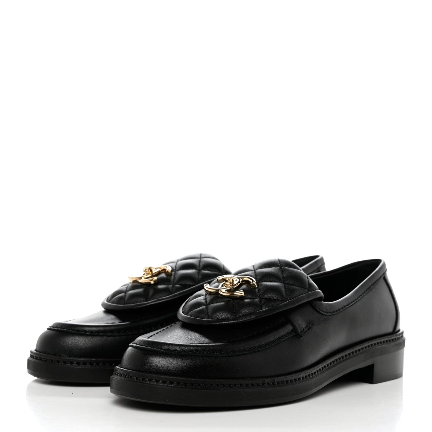 Lambskin Quilted CC Turnlock Loafers 39 Black