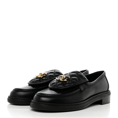 Chanel Lambskin Quilted CC Turnlock Loafers 39 Black 3 of 9