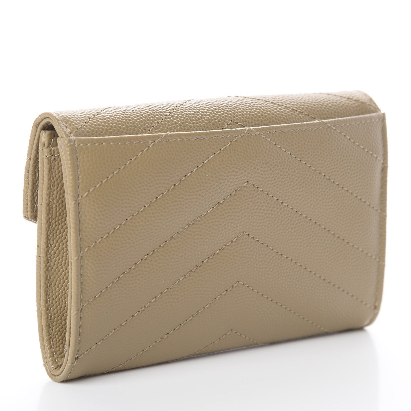 Grain De Poudre Matelasse Chevron Small Monogram Envelope Wallet Dark Beige