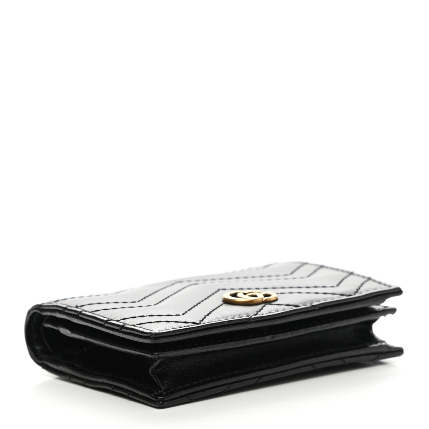 Calfskin Matelasse GG Marmont Card Case Wallet Black