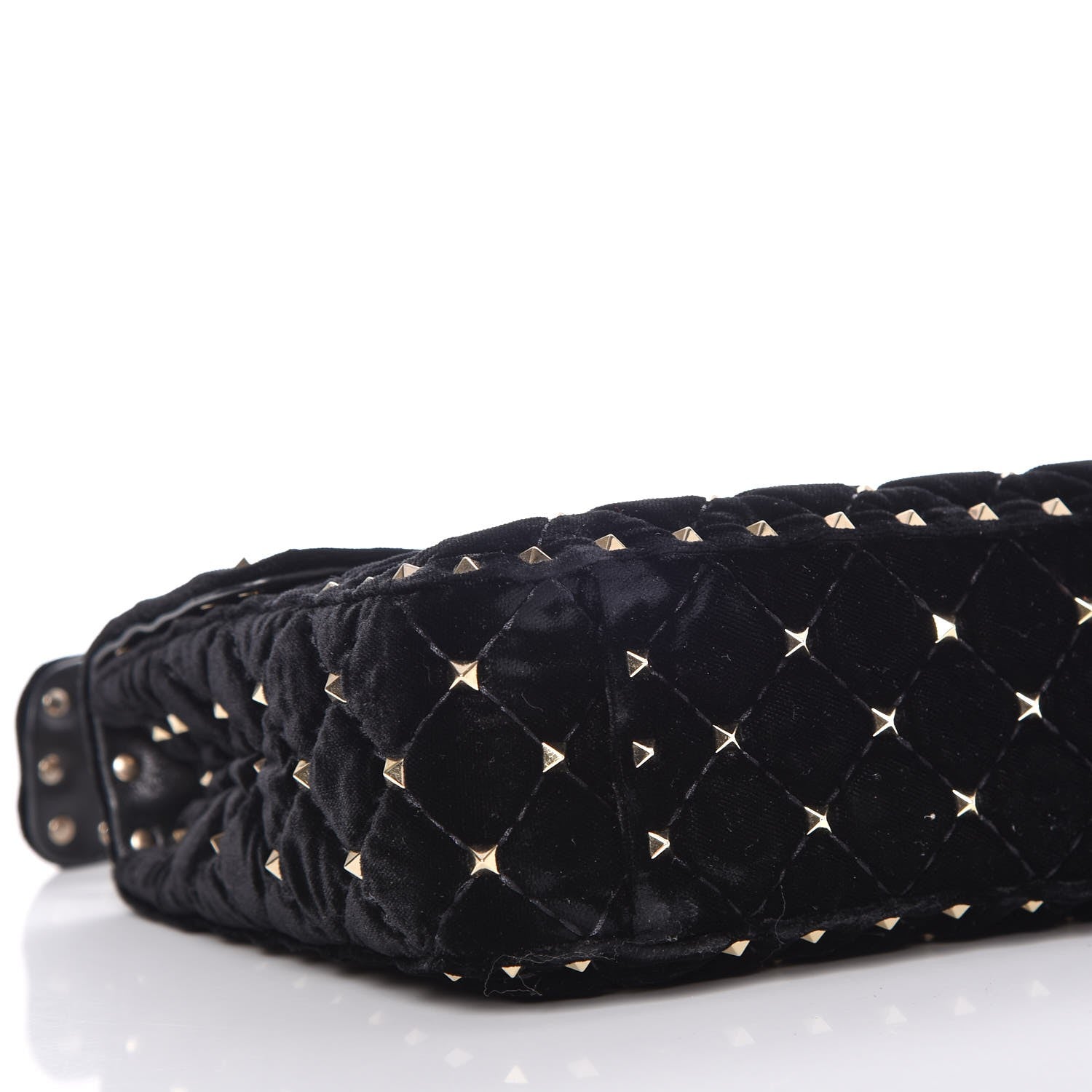 Valentino Garavani Velvet Medium Rockstud Spike Shoulder Bag Black 8 of 9