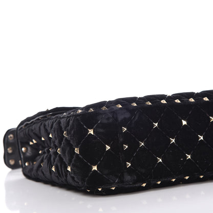 Valentino Garavani Velvet Medium Rockstud Spike Shoulder Bag Black 8 of 9