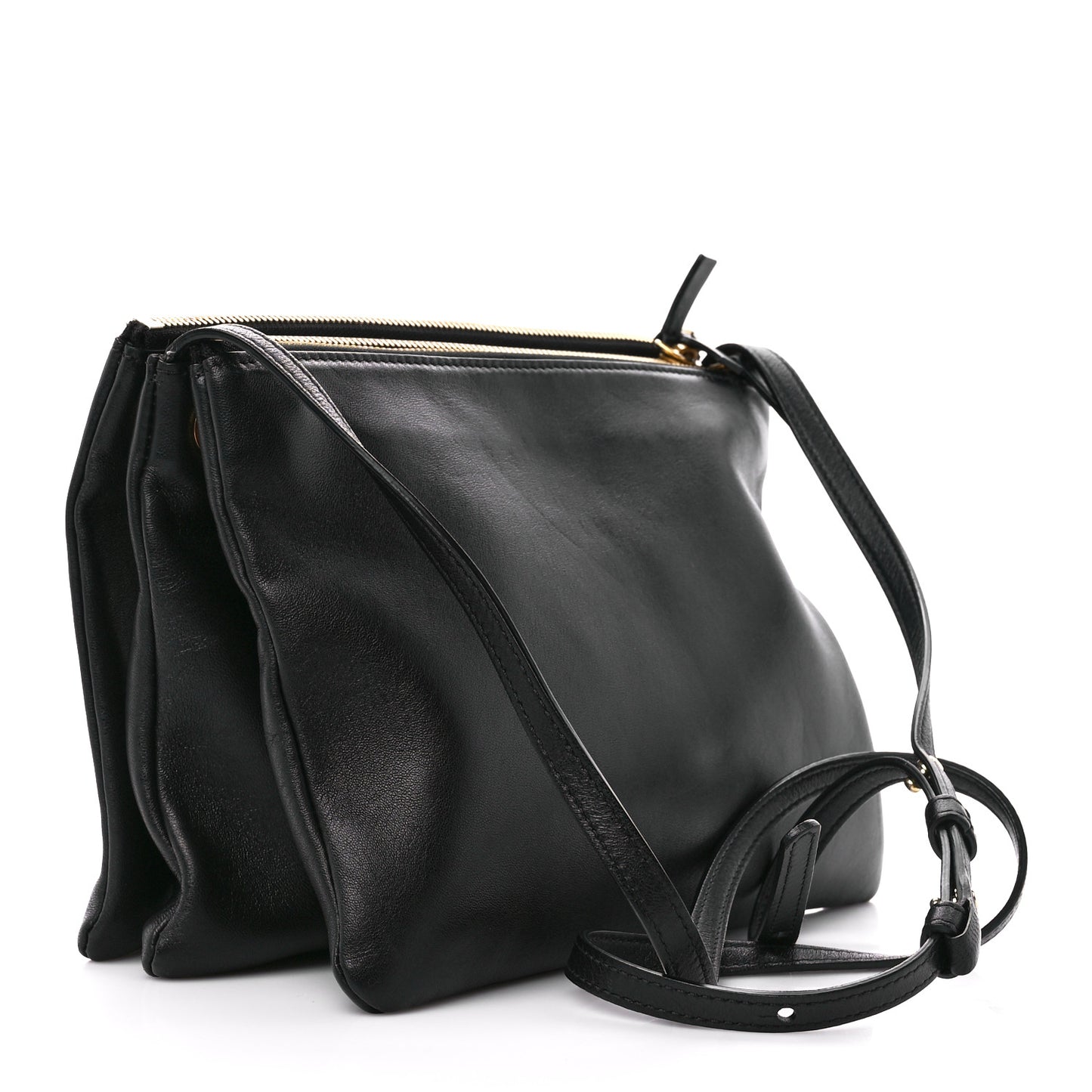 Lambskin Large Trio Crossbody Bag Black