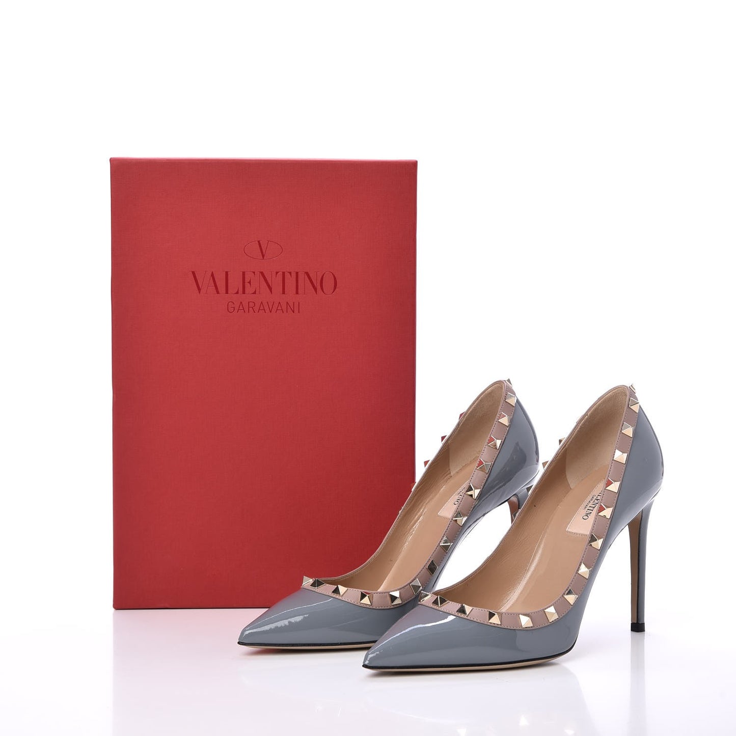 Patent Rockstud 100mm Pumps 38 Light Stone Poudre