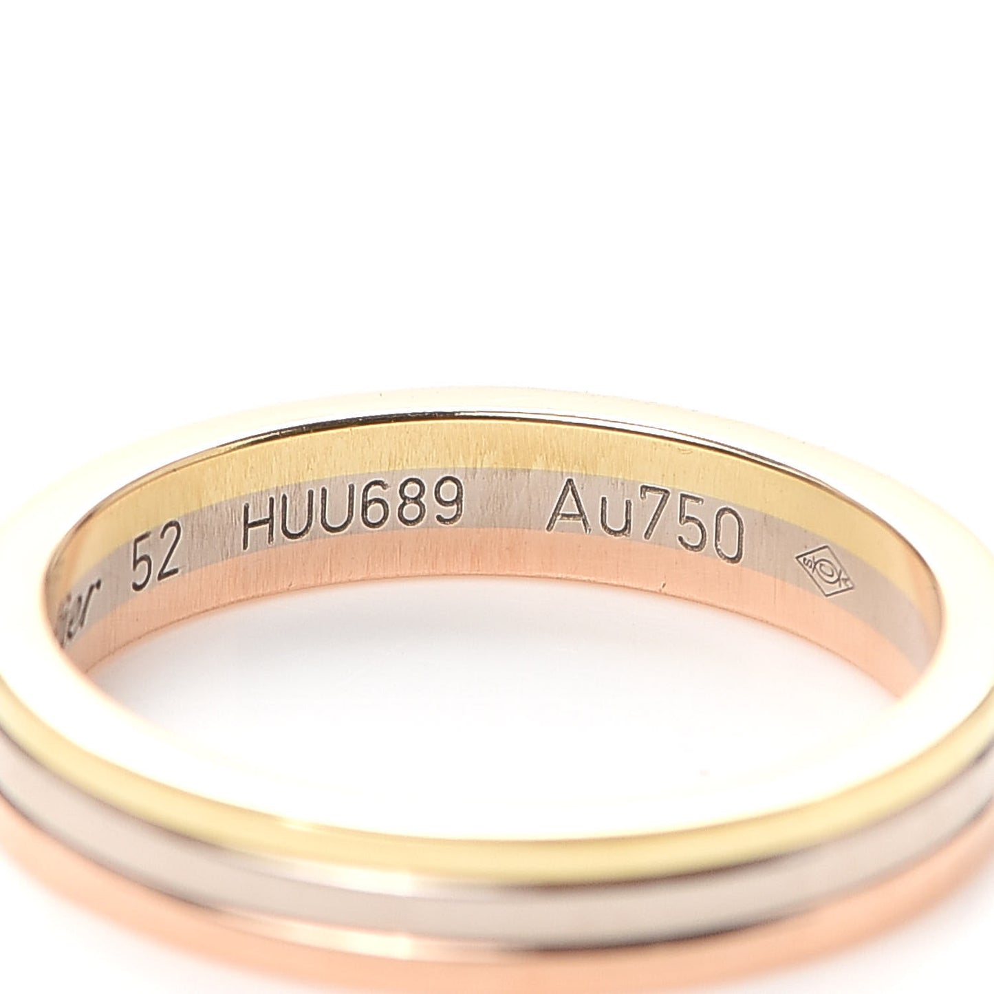 18K Pink White Yellow Gold 3.5mm Trinity Wedding Band Ring 52 6