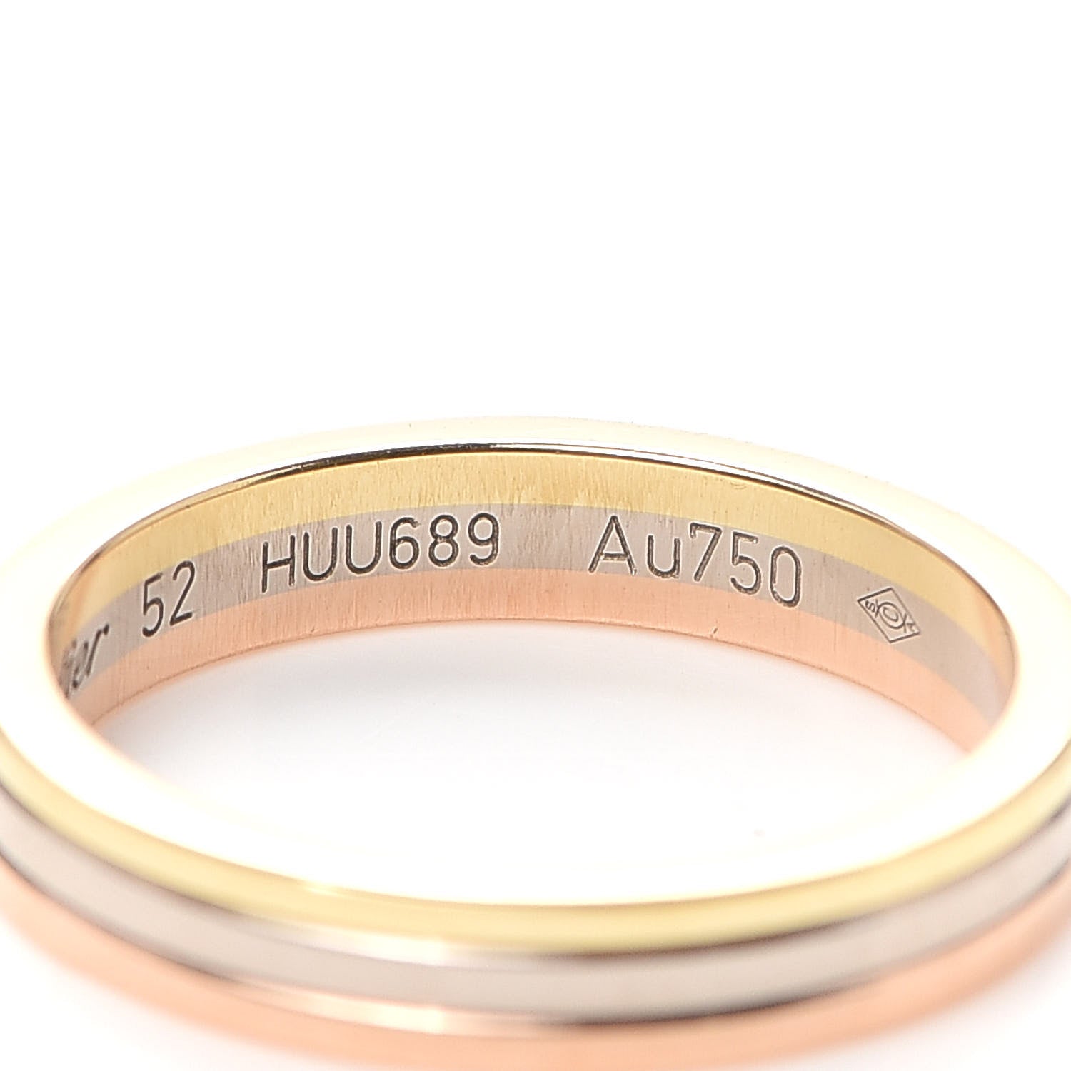 Cartier 18K Pink White Yellow Gold 3.5mm Trinity Wedding Band Ring 52 6 5 of 5