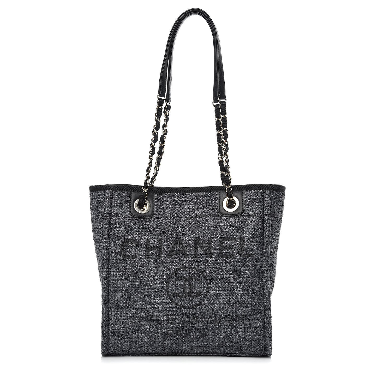 Lurex Straw Mini Deauville Tote Black