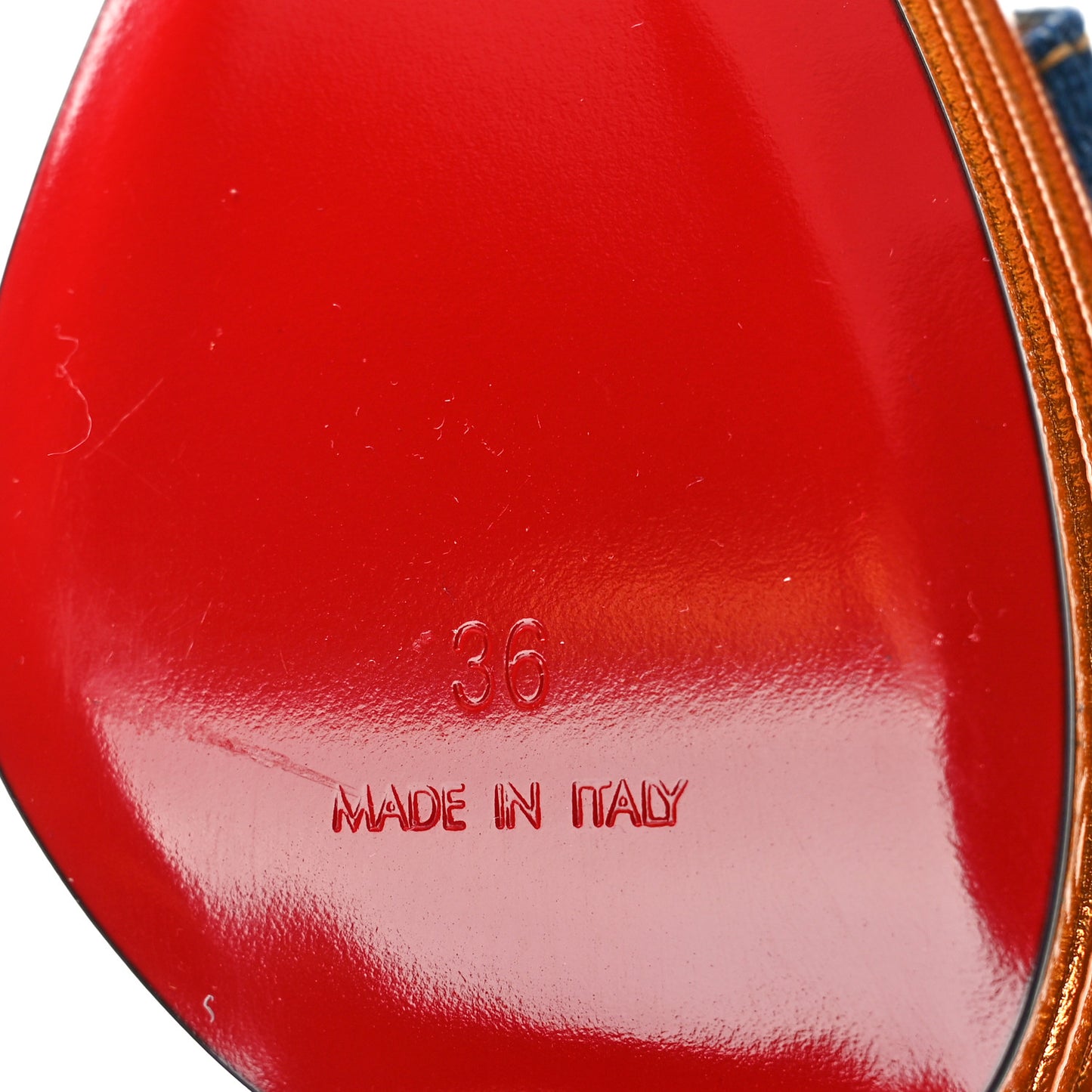 Denim Calfskin Mira Colunata 120 Sandals 36 Lin Brandy Gold