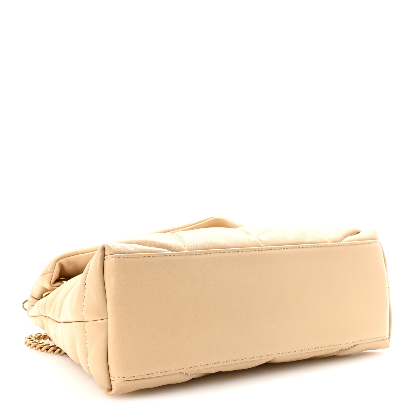 Lambskin Quilted Small Loulou Puffer Monogram Chain Satchel Avorio