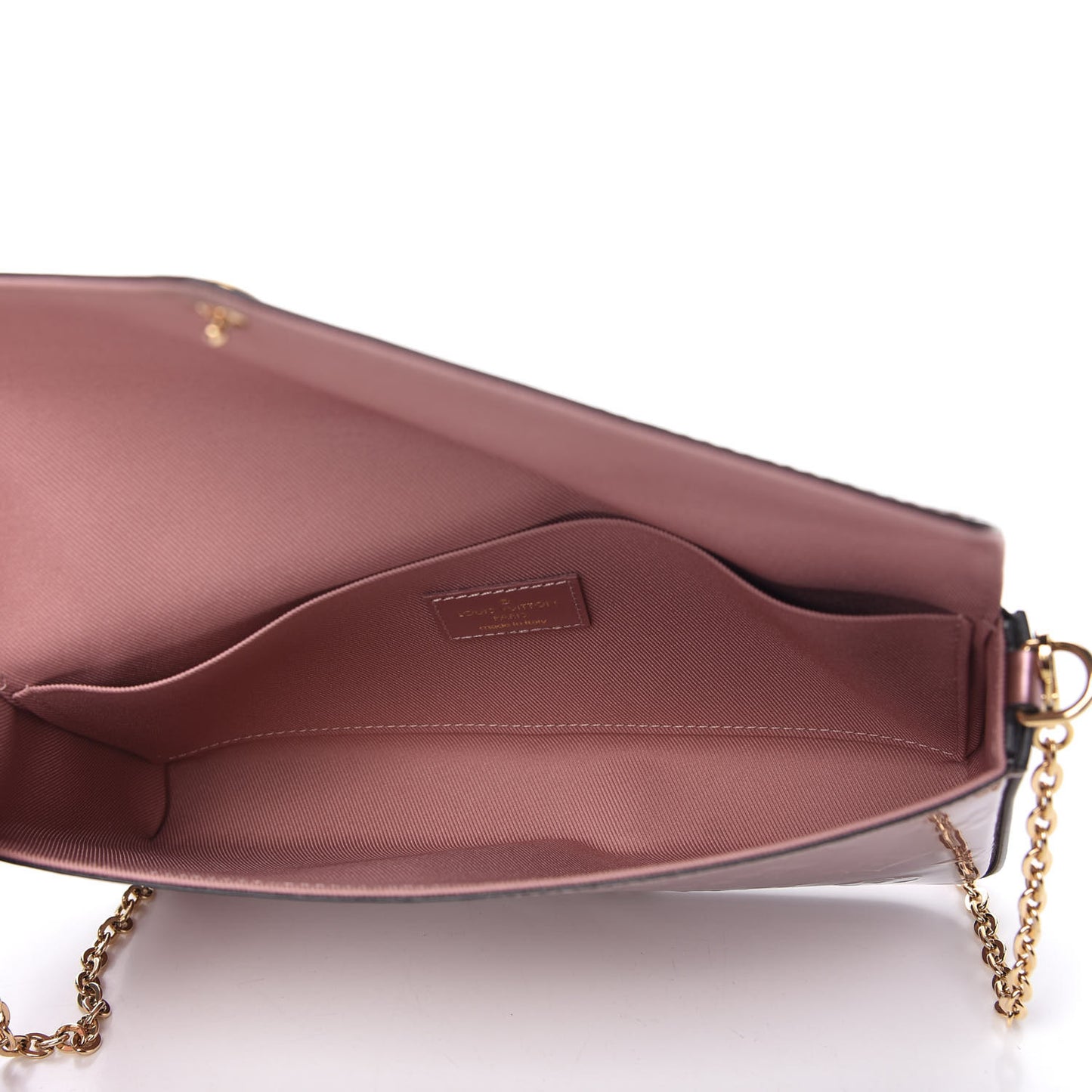 Vernis Pochette Felicie Chain Wallet Metallic Pale Pink