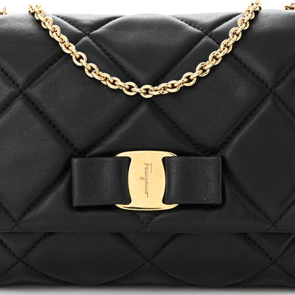 Salvatore Ferragamo Nappa Quilted Ginny Crossbody Black 7 of 9