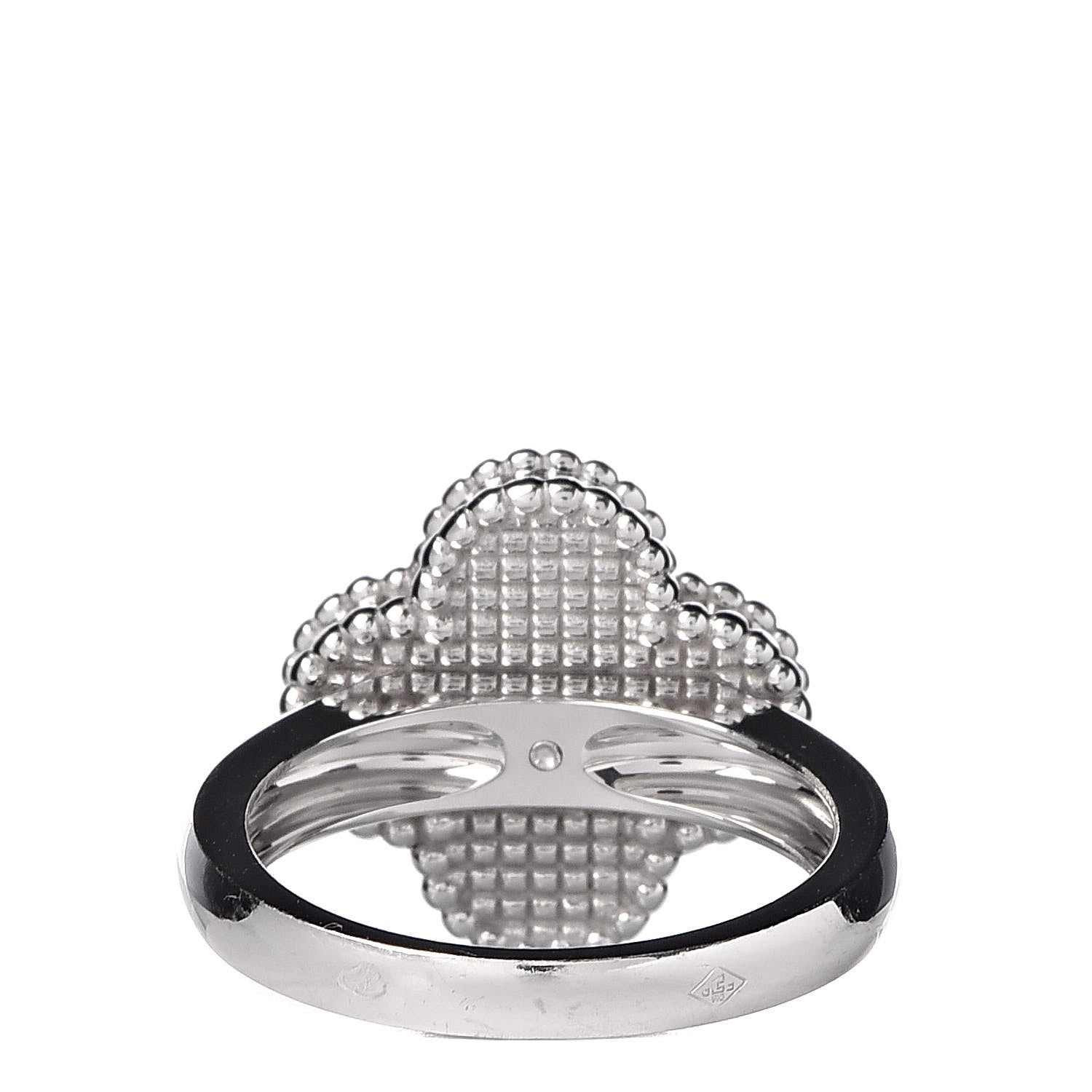 Van Cleef & Arpels 18K White Gold Diamond Mother of Pearl Vintage Alhambra Ring 50 5.25 4 of 5