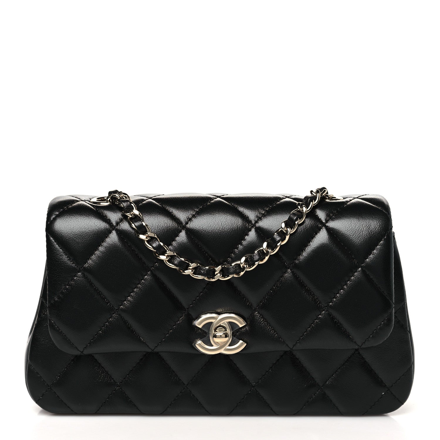 Chanel Lambskin Quilted Rectangular Clutch With Chain Black 1 of 11