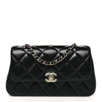 Chanel Lambskin Quilted Rectangular Clutch With Chain Black 1 of 11