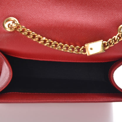Saint Laurent Grain De Poudre Small Monogram Kate Satchel Red 5 of 7