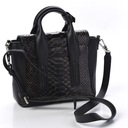 3.1 Phillip Lim 3.1 Python Calfskin Embossed Mini Pashli Satchel Black Nude 2 of 9