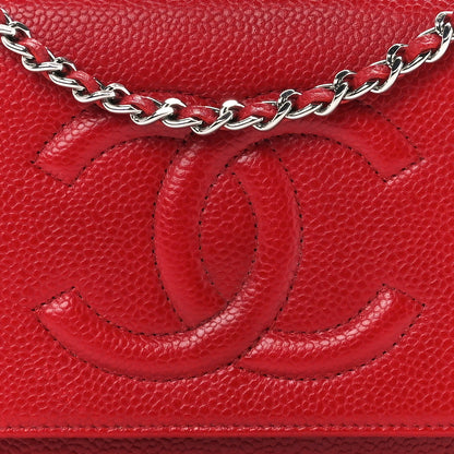 Chanel Caviar Timeless CC Wallet on Chain WOC Red 9 of 13